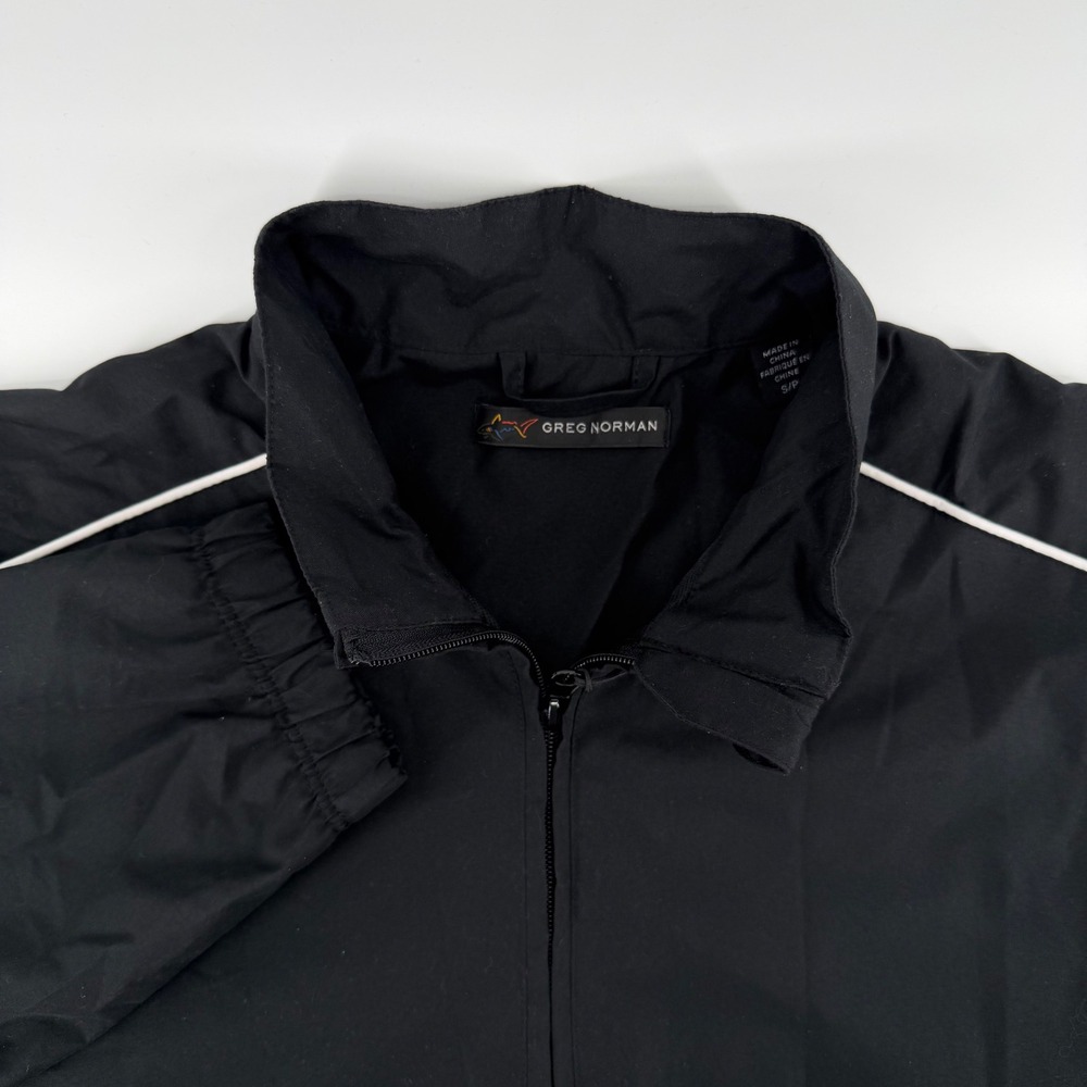 Greg‎ Norman Mens Small Golf Black Windbreaker Jacket W/ Convertible Sleeves